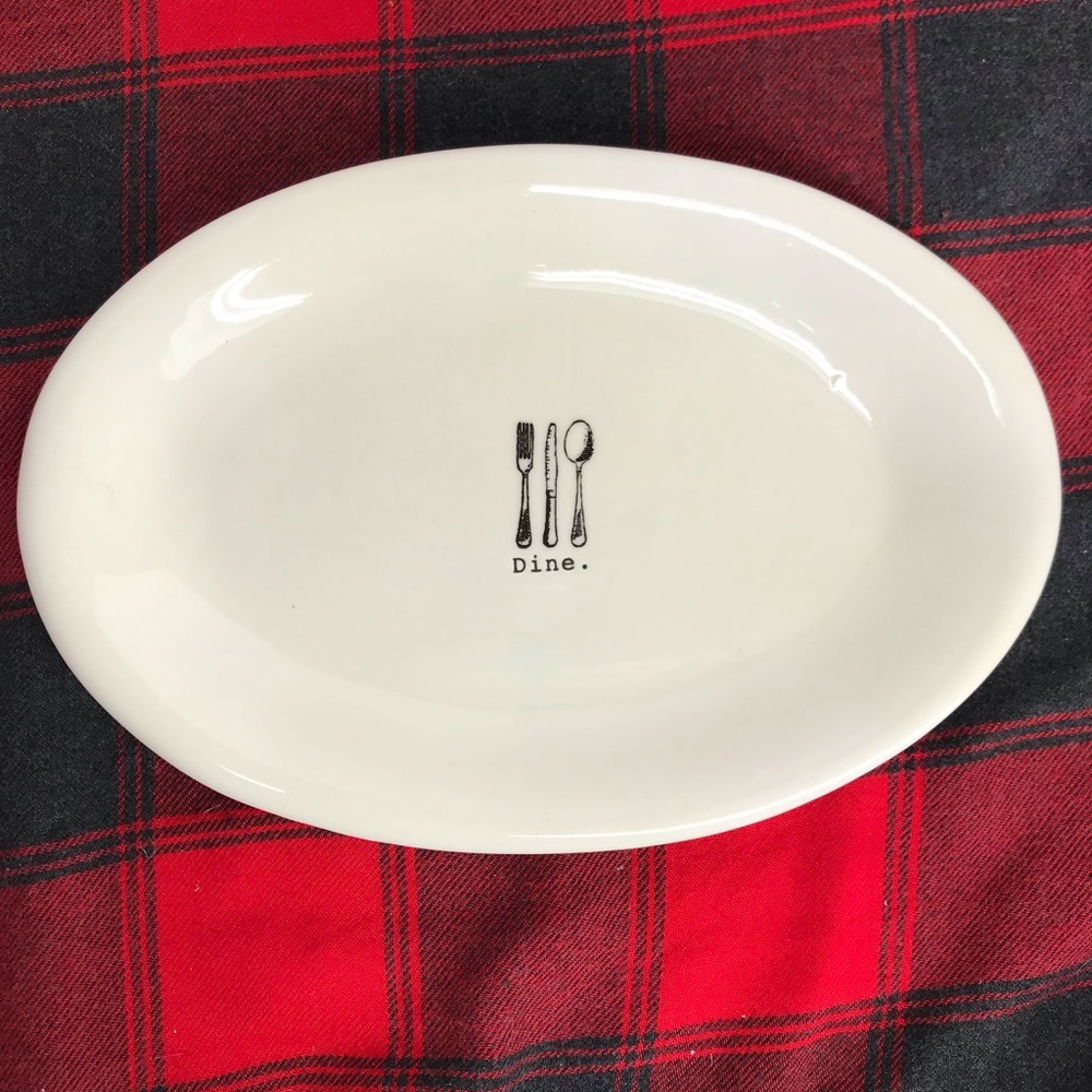 Rae Dunn dine small oval icon plate silverware